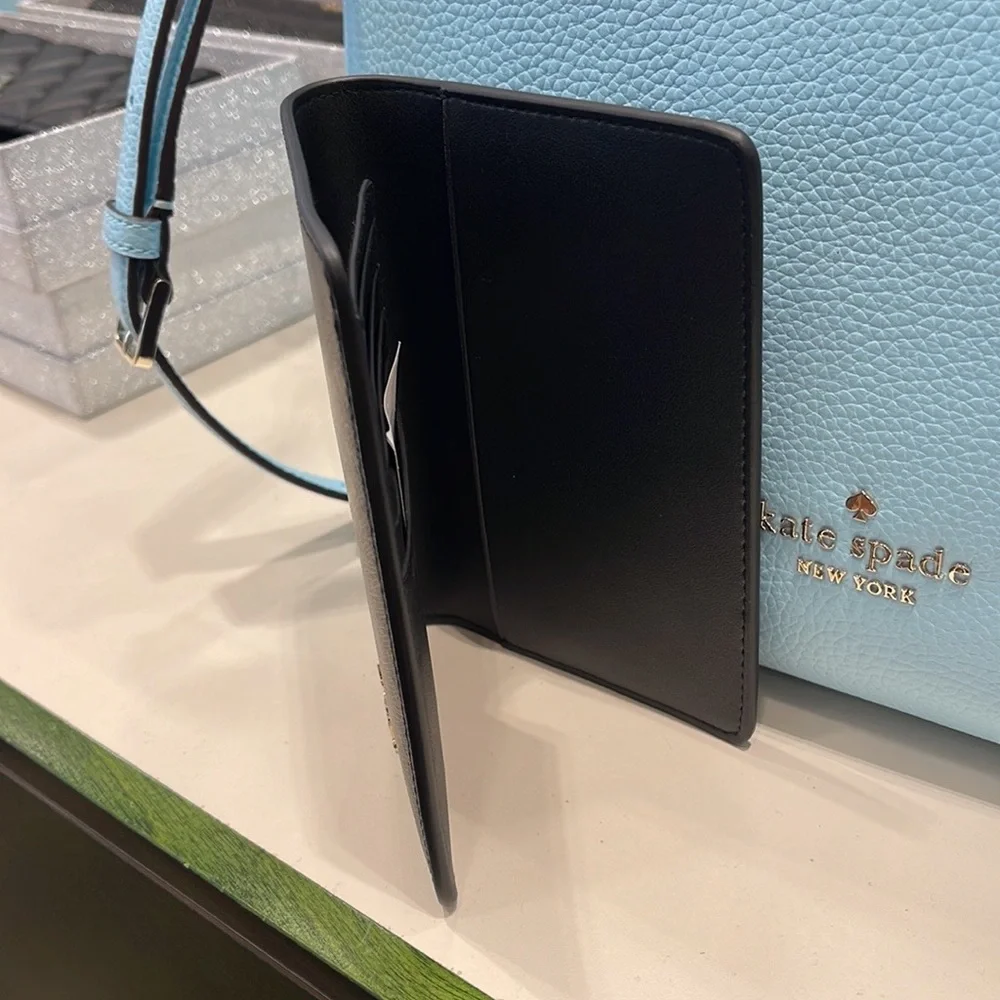 Kate Spade Madison Leather Passport Holder, Crush Proof, Black NWT